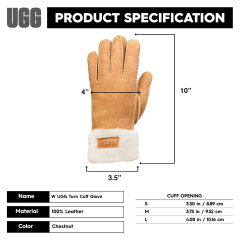UGG Women's Turn Cuff Water Resistant Sheepskin Gloves, Chestnut, Large UGG