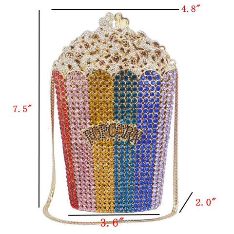 DJBM Luxury Women Popcorn Rhinestone Clutch Evening Bag Crystal Clutch Purses Diamond Clutch for Women Evening Party, Red DJBM
