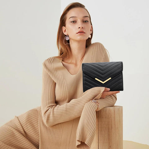 KKXIU Women Formal Vegan Leather Evening Envelope Clutch Purses and Handbags for Party Wedding Prom Bridal (A-Black) KKXIU