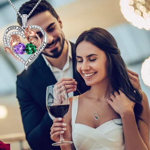 Iefil Women's Birthstone Necklace, 925 Sterling Silver, Aquamarine & Emerald, Adjustable 19+2in, for Mothers Day, Anniversary, Birthday Gift Iefil