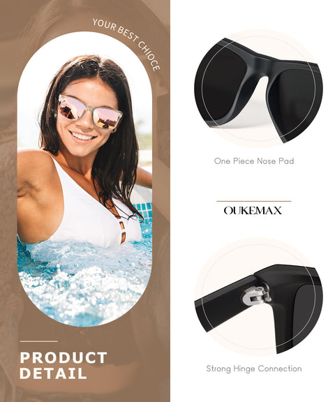 OUKEMAX Polarized Sunglasses for Women, 3 Pack UV400 Trendy Square Shades, Lightweight Stylish Eyewear for Driving & Travel