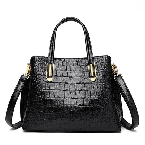 OGOLOUG Top Handle Bags Leather Tote leather Purse with Adjustable Shoulder Strap Crocodile Tote Bag for Women Women's Shoulder Crossbody Handbags (black) OGOLOUG