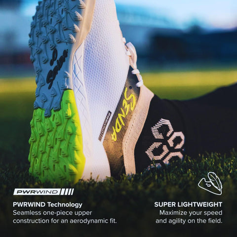 SENDA Pampa Pro Turf Soccer Shoes, Men's Size 13 / Women's Size 14, White/Grey/Lime
