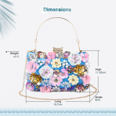 Lanpet Women Clutches Flower Evening Handbag Chain Strap Shoulder Bag Lanpet