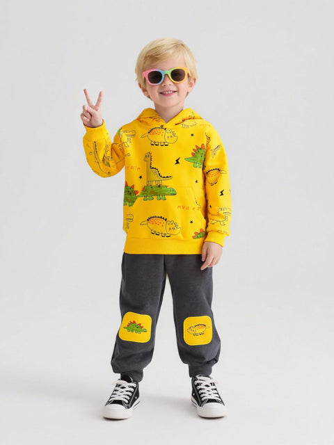 4 5 t Toddler Baby Boy Clothing Sets Little Dinosaur Printed Long Sleeve Tops Sweatshirt Hoodies Pants Kids 2pcs Outfits Fall Winter(4-5)
