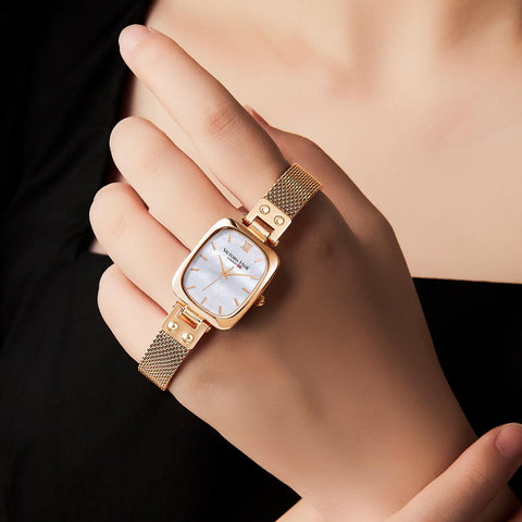 VICTORIA HYDE Dainty Women's Wrist Watch, Rectangle Watches for Women, Womens Watch with Stainless Steel Bracelet or Leather Band (Gold) VICTORIA HYDE