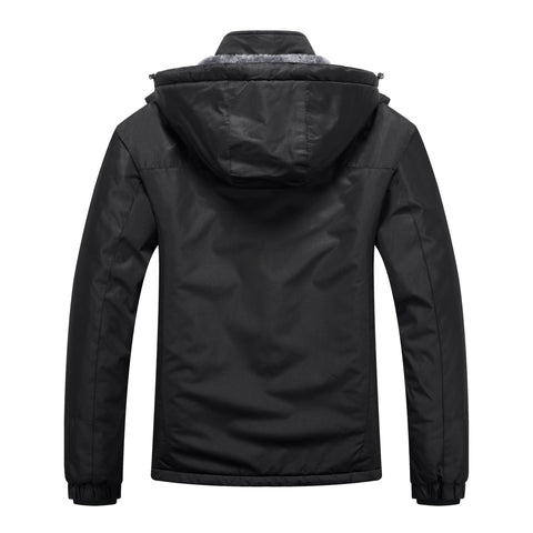 WULFUL Men's Ski Jackets Warm Winter Snow Windbreaker Resistant Snowboard Fleece Coat Mountain Waterproof Parka with Hood Black X-Large