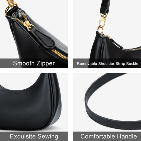 KKXIU Shoulder Bag for Women Small Purse Cute Clutch Hobo Handbag Trendy Crescent Bag-Black