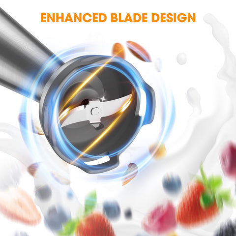 FUNAVO.vo Immersion Blender, 1000W Anti-scratch 5-in-1 Hand Blender, Upgraded 12 Speed Stainless Steel Blade Stick Blender with Turbo Mode, 20oz Beaker, 17oz Chopping Bowl, Whisk, BPA-Free FUNAVO.vo