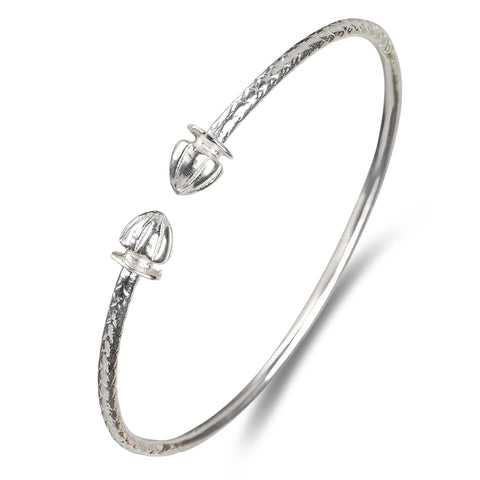 Better Jewelry Acorn .925 Sterling Silver West Indian Bangles (Pair) (MADE IN USA) Better Jewelry