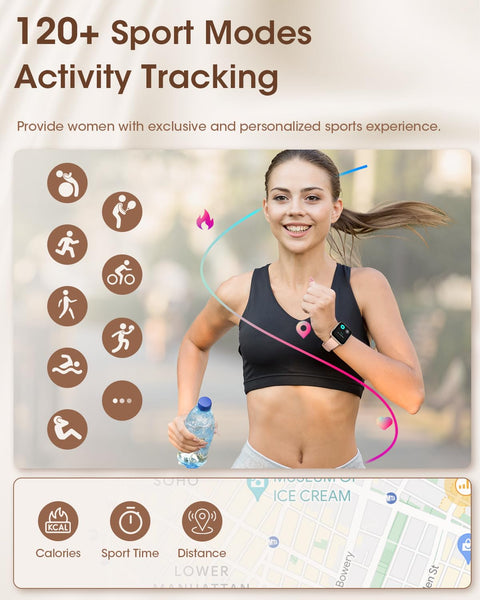 Smart Watches for Women, 1.91" HD Fitness Tracker Watch with Blood Pressure/Heart Rate Monitor, Bluetooth 5.3 Make Calls Smart Watch for Android/iOS Phones, IP68 Waterproof Fitness Watch for Women Banlvs