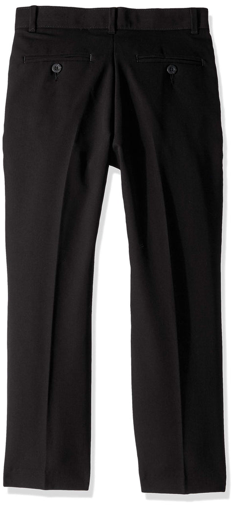 IZOD Boys' Big Bi-Stretch Flat Front Dress Pant, Black Twill, 16