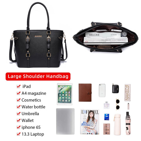 Montana West Purses and Handbags for Women Tote Purse and Wallet Set Shoulder Satchel Bag for Women 3pcs MWC3-C032WBK Montana West