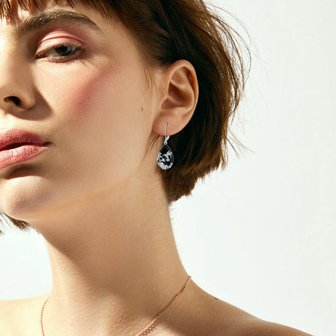 YFN Hummingbird Earrings Sterling Silver Black Tourmaline Dangle Drop Earrings Crystal Healing Jewelry Spiritual Protection Gifts for Women