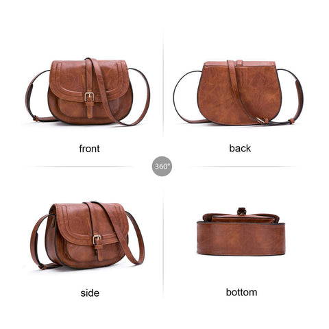 Crossbody Bags for Women,Small Saddle Purse and Boho Cross body Handbags,Vegan Leather,Brown AFKOMST
