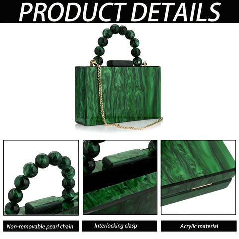 Buric Women Acrylic Clutch Purse Leopard Print Evening Bag Chain Formal Handbag Party Bridal Wedding Clutch Purse for Women (Green) Buric