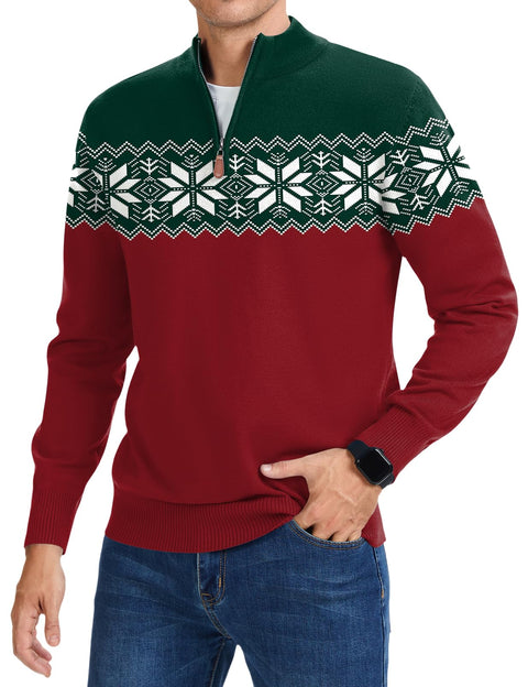 iWoo Men's Pullover with 1/4 Zip Sweater Elegant Winter Christmas Clothing Pullover Sweatershirts
