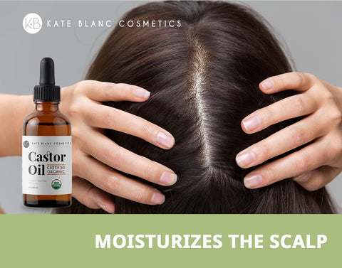 Kate Blanc Cosmetics Castor Oil Organic (2oz), 100% Pure, Cold Pressed, Hexane Free. Natural Oil for Hair, Eyelashes, Eyebrows. Skin Moisturizer with Starter Kit Kate Blanc Cosmetics