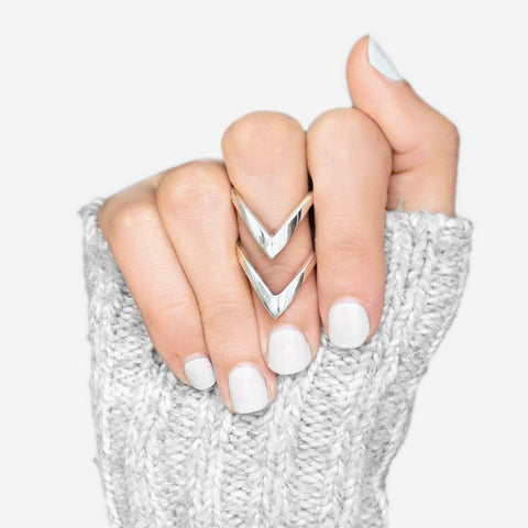 Boho-Magic Sterling Silver Chevron Ring for Women Statement Large Wide Band Full Finger (8) Boho-Magic