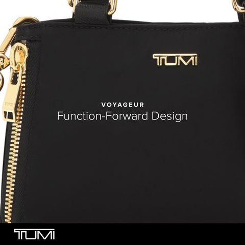 TUMI Voyageur Valetta Micro Tote - Men's & Women's Everyday Tote Bag - Black - With Gold Hardware - 5.3" X 7.5" X 3.0" TUMI