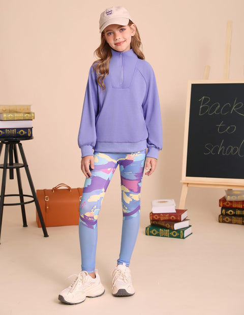 GRACE KARIN Girls Fall Clothes Size 8-10 Preppy Half Zipper Sweatshirt Sweatpant 2 Piece Tie Dye Back To School Tracksuit Outfit