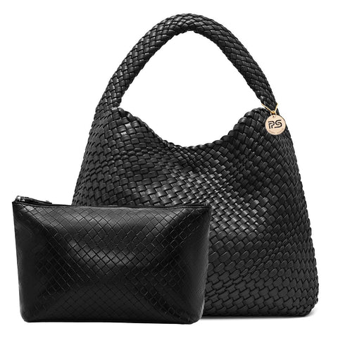 PS PETITE SIMONE Woven Tote Bag for Women Large Woven Purse Woven Leather Handbags Braided Purse Weave Purse Hazel PS PETITE SIMONE