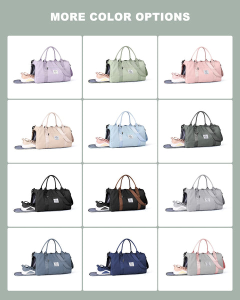 Gym Bag Womens Mens with Shoes Compartment and Wet Pocket,Travel Duffel Bag for Plane,Sport Gym Tote Bags Swimming Yoga,Waterproof Weekend Overnight Carry on Bag Hospital Holdalls WISEPACK