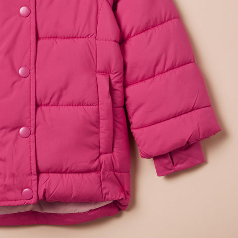 Amazon Essentials Girls' Heavyweight Hooded Puffer Coat, Water-Resistant, Pink, Small