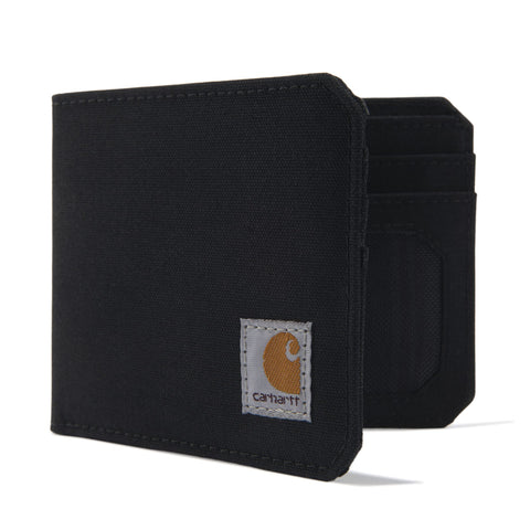 Carhartt Men's Bifold and Passcase, Durable Billfold Wallets, Available in Leather and Canvas Styles, Nylon Duck (Black), One Size Carhartt