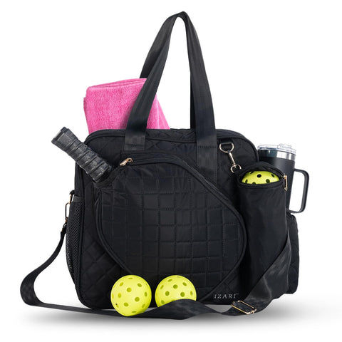 IZARI Pickleball Bag For Women w/Ball Bag and Fence Hooks, Pickleball Bags for Women and Men, Pickleball Paddle Bag Tote For Women and Men, Pickleball Bag Gifts IZARI