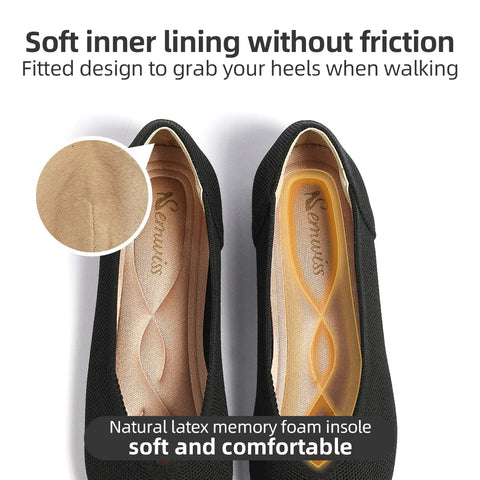 Semwiss Women's Ballet Flats Comfortable Casual Dressy Shoes,Work Flats Office Shoes Pointed Toe Leopard Flats Black Size 9