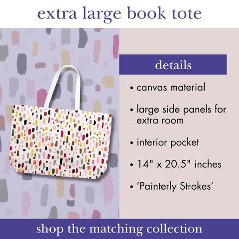 kate spade new york Large Canvas Tote Bag for Women, Cute Tote Bag for Work or Teacher, Canvas Beach Bag, Book Tote with Pocket, Painterly Strokes