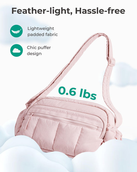 BAGSMART Anti Theft Crossbody Bags for Women Travel Purse, Medium Quilted Puffy cross body bag, Handbags Shoulder Purses, Black-medium