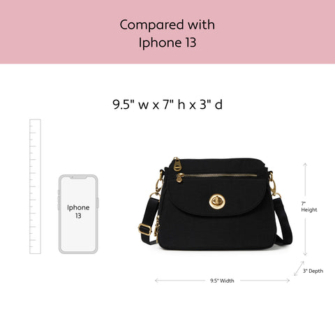 Baggallini Women's Calais Crossbody Bag, Black/Gold Hardware Baggallini
