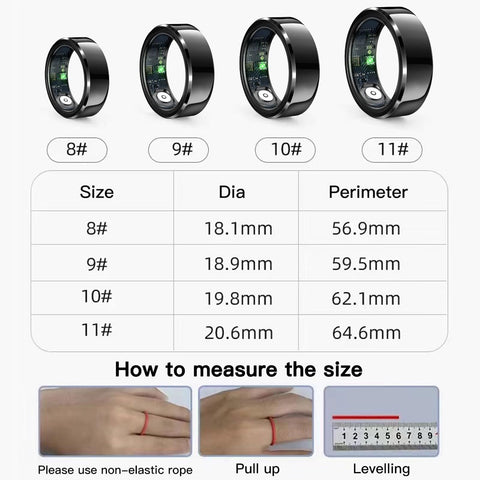 Smart Ring Heart Rate Monitor Blood Pressure Ring Sleep Tracker Health Rings Pedometer Step Counter Calories Waterproof Fitness Rings for Women Men CNBRO