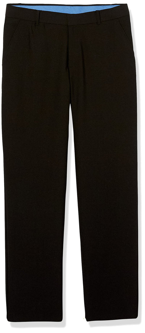 IZOD Boys' Big Bi-Stretch Flat Front Dress Pant, Black Twill, 16