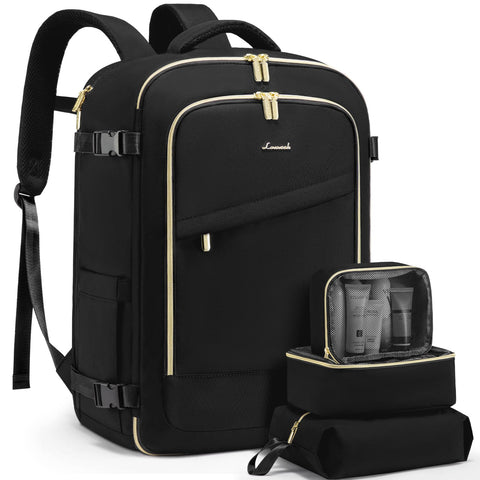 LOVEVOOK Travel Backpack for Women, 40L Carry On Backpack for Airplanes, Personal Item Bag for Airlines Fits 17 inch Laptop, TSA Approved Luggage with 3 Packing Cubes,Waterproof Weekender Gym Backpack LOVEVOOK