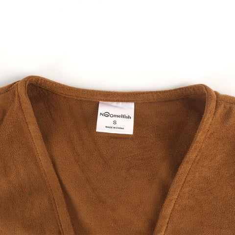 Noomelfish Kids Suede Fringe Vest Girls Sleeveless Hippie Tassels Jacket Cardigan, Brown, Size 9-10Years