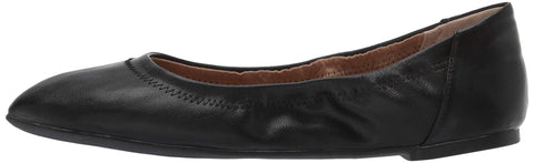Amazon Essentials Women's Belice Slip On Ballet Flat, Black Faux Leather, 8