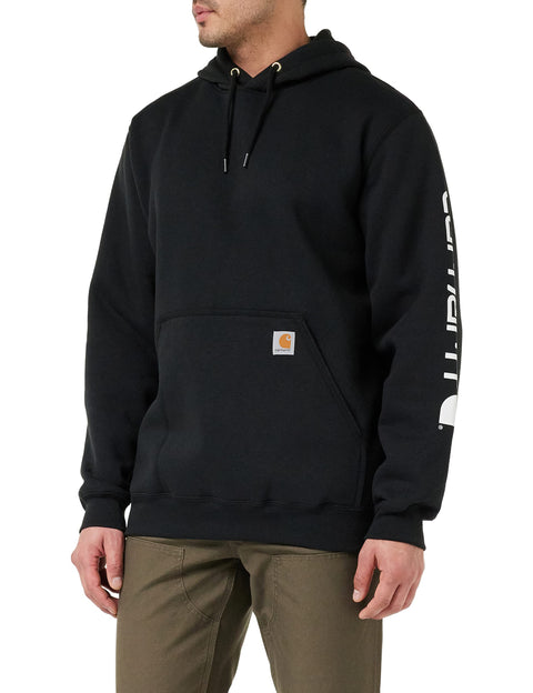 Carhartt Mens Loose Fit Midweight Logo Sleeve Graphic Fashion Sweatshirts, Black, Large US