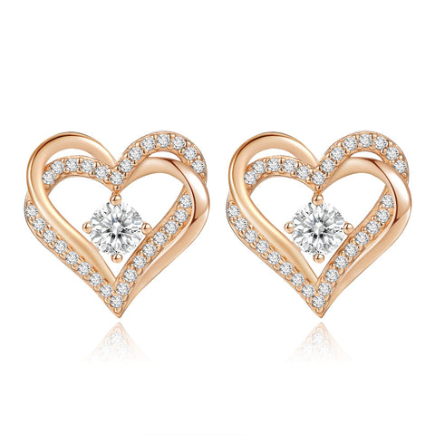 CDE Forever Love Heart Stud Earrings for Women, 925 Sterling Silver Birthstone Heart Stud Earrings Christmas Day Mother's Day Gift Anniversary Birthday Jewelry Gifts for Women Wife Her