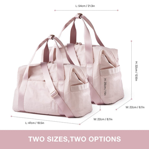 BAGSMART Gym Bag for Women, Carry on Weekender Overnight Bag, Travel Duffel Bags with Trolley Sleeve, Personal Item Travel Bag Tote Bag Workout Dance Bag, Pink-Medium BAGSMART