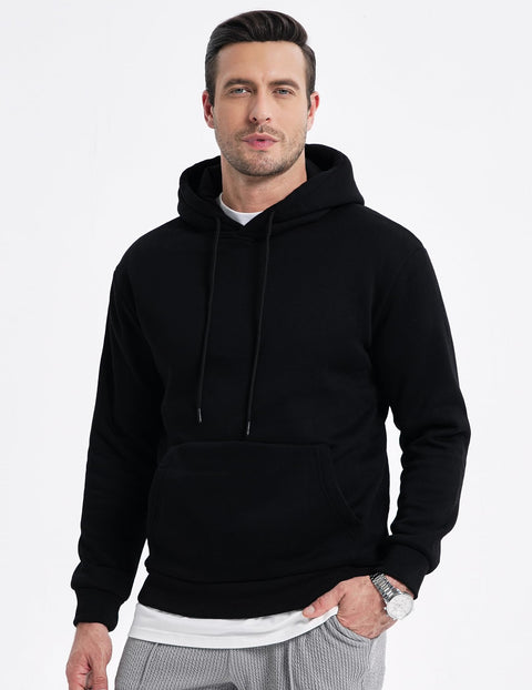 JMIERR Mens Cotton Fashion Hoodies & Sweatshirts Drawstring Long Sleeve Front Collar Hooded Pullovers with Pockets for Men Loose Fit Casua Fall Winter Shirt Tops Sweater, US46(XL), Black