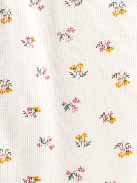 Simple Joys by Carter's Girls' Long-sleeve Thermal Shirts, Pack of 3, Grey Dots/Pink/White Floral, 4