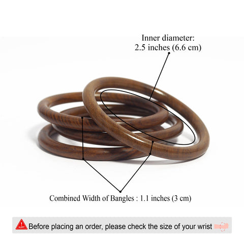 Pure Hands Chunky & Stylish Pack-of-4 Handmade Wood Bangle Bracelets for Women. Pure Hands