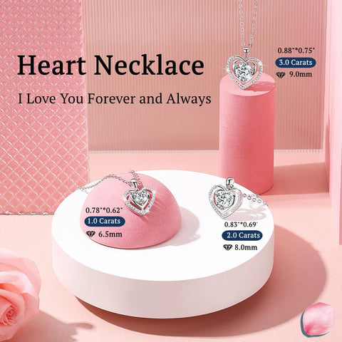 Diamond 'I LOVE YOU' Heart Pendant Necklace for Wife 1-3Ct Anniversary Romantic Birthday Gift for Wife ,Jewelry for Wife Her Women Girlfriend Wedding Anniversary Christmas Valentine's Day Mother's Day Engagements Gifts Hoaritik