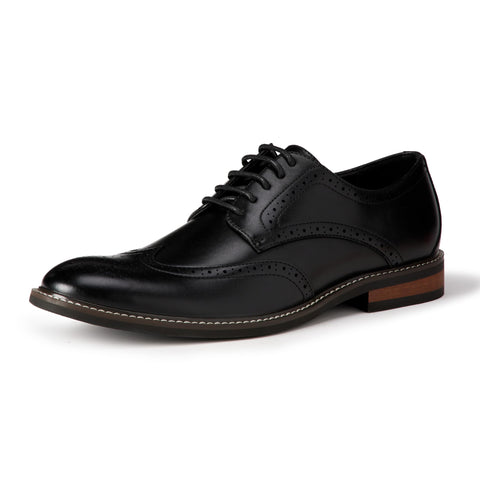 Amazon Essentials Men's Wingtip Derby Dress Shoes, Black, 11.5