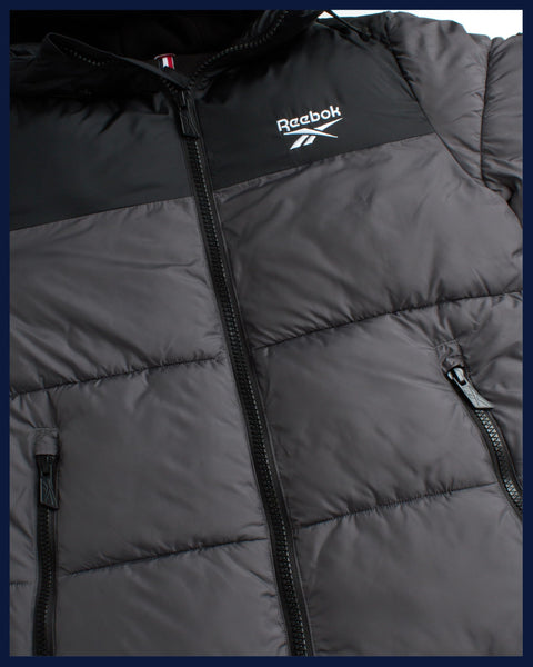 Reebok Mens Winter Jacket - Warm Heavyweight Mens Winter Coat - Wind Water Resistant Insulated Quilted Puffer Jackets for Men, Size Large, Charcoal Grey Ash