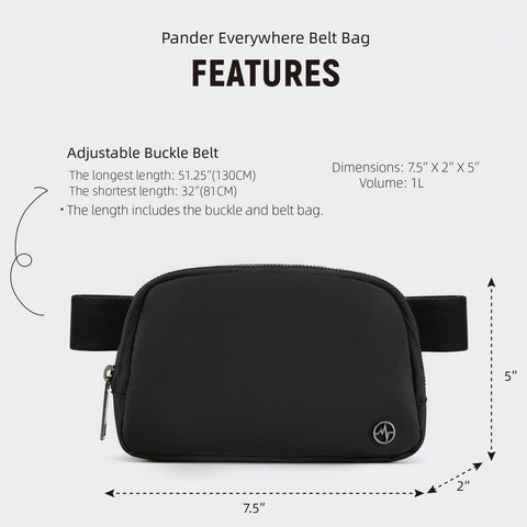 Pander Cross Body Fanny Pack for Women, Fashion Waist Packs, Crossbody Bags, Belt Bag with Adjustable Strap (Black)