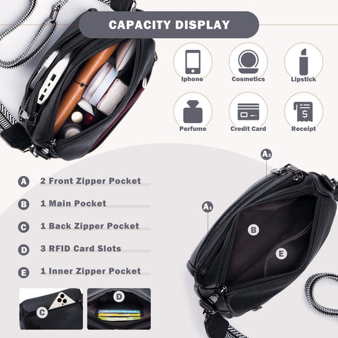 ATERITSSI Crossbody Purses for Women Trendy,Vegan Leather Crossbody Bags,Cell Phone Camera Shoulder Handbags with Card Slots ATERITSSI